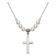 thumbnail image 1 of 18-Inch Rhodium Plated Necklace with 6mm Faux-Pearl Beads and Cross Charm, 1 of 1