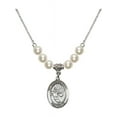 thumbnail image 1 of 18-Inch Rhodium Plated Necklace with 6mm Faux-Pearl Beads and Guardian Angel/Basketball Charm, 1 of 1