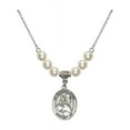 thumbnail image 1 of 18-Inch Rhodium Plated Necklace with 6mm Faux-Pearl Beads and Guardian Angel Protector Charm, 1 of 1
