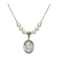 thumbnail image 1 of 18-Inch Rhodium Plated Necklace with 6mm Faux-Pearl Beads and Our Lady of Lourdes Charm, 1 of 1