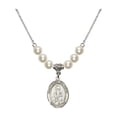 thumbnail image 1 of 18-Inch Rhodium Plated Necklace with 6mm Faux-Pearl Beads and Saint Basil the Great Charm, 1 of 1