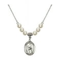 thumbnail image 1 of 18-Inch Rhodium Plated Necklace with 6mm Faux-Pearl Beads and Saint Bernadette Charm, 1 of 1