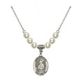 thumbnail image 1 of 18-Inch Rhodium Plated Necklace with 6mm Faux-Pearl Beads and Saint Christina the Astonishing Charm, 1 of 1