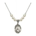 thumbnail image 1 of 18-Inch Rhodium Plated Necklace with 6mm Faux-Pearl Beads and Saint Christopher/Ice Hockey Charm, 1 of 1