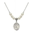 thumbnail image 1 of 18-Inch Rhodium Plated Necklace with 6mm Faux-Pearl Beads and Saint Christopher/Surfing Charm, 1 of 1