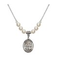 thumbnail image 1 of 18-Inch Rhodium Plated Necklace with 6mm Faux-Pearl Beads and Saint Germaine Cousin Charm, 1 of 1