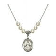 thumbnail image 1 of 18-Inch Rhodium Plated Necklace with 6mm Faux-Pearl Beads and Saint Nino de Atocha Charm, 1 of 1