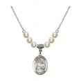 thumbnail image 1 of 18-Inch Rhodium Plated Necklace with 6mm Faux-Pearl Beads and Saint Raphael the Archangel Charm, 1 of 1