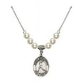 thumbnail image 1 of 18-Inch Rhodium Plated Necklace with 6mm Faux-Pearl Beads and Saint Sebastian/Baseball Charm, 1 of 1