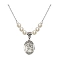 thumbnail image 1 of 18-Inch Rhodium Plated Necklace with 6mm Faux-Pearl Beads and Saint Sebastian Charm, 1 of 1