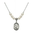 thumbnail image 1 of 18-Inch Rhodium Plated Necklace with 6mm Faux-Pearl Beads and Saint Sebastian / Hockey Charm, 1 of 1
