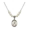 thumbnail image 1 of 18-Inch Rhodium Plated Necklace with 6mm Faux-Pearl Beads and Saint Sebastian/Track & Field Charm, 1 of 1