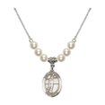 thumbnail image 1 of 18-Inch Rhodium Plated Necklace with 6mm Faux-Pearl Beads and Saint Sebastian / Volleyball Charm, 1 of 1