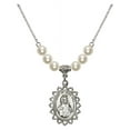 thumbnail image 1 of 18-Inch Rhodium Plated Necklace with 6mm Faux-Pearl Beads and Scapular Charm, 1 of 1