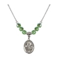 thumbnail image 1 of 18-Inch Rhodium Plated Necklace with 6mm Green August Birth Month Stone Beads and Lord Is My Shepherd Charm, 1 of 1