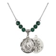 thumbnail image 1 of 18-Inch Rhodium Plated Necklace with 6mm Green May Birth Month Stone Beads and Miraculous Charm, 1 of 1