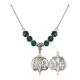 thumbnail image 1 of 18-Inch Rhodium Plated Necklace with 6mm Green May Birth Month Stone Beads and Novena Charm, 1 of 1