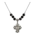 thumbnail image 1 of 18-Inch Rhodium Plated Necklace with 6mm Jet Birth Month Stone Beads and 5-Way Charm, 1 of 1