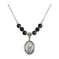 thumbnail image 1 of 18-Inch Rhodium Plated Necklace with 6mm Jet Birth Month Stone Beads and Blessed Trinity Charm, 1 of 1