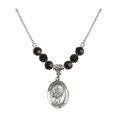 thumbnail image 1 of 18-Inch Rhodium Plated Necklace with 6mm Jet Birth Month Stone Beads and Guardian Angel/Baseball Charm, 1 of 1