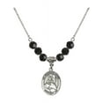 thumbnail image 1 of 18-Inch Rhodium Plated Necklace with 6mm Jet Birth Month Stone Beads and Guardian Angel Protector Charm, 1 of 1
