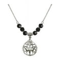 thumbnail image 1 of 18-Inch Rhodium Plated Necklace with 6mm Jet Birth Month Stone Beads and Holy Spirit Charm, 1 of 1