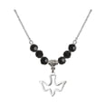 thumbnail image 1 of 18-Inch Rhodium Plated Necklace with 6mm Jet Birth Month Stone Beads and Holy Spirit Charm, 1 of 1