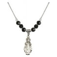 thumbnail image 1 of 18-Inch Rhodium Plated Necklace with 6mm Jet Birth Month Stone Beads and Infant of Prague Charm, 1 of 1