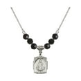 thumbnail image 1 of 18-Inch Rhodium Plated Necklace with 6mm Jet Birth Month Stone Beads and Infant of Prague Charm, 1 of 1