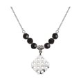 thumbnail image 1 of 18-Inch Rhodium Plated Necklace with 6mm Jet Birth Month Stone Beads and Jerusalem Cross Charm, 1 of 1