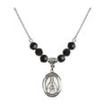 thumbnail image 1 of 18-Inch Rhodium Plated Necklace with 6mm Jet Birth Month Stone Beads and Saint Blaise Charm, 1 of 1
