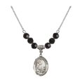 thumbnail image 1 of 18-Inch Rhodium Plated Necklace with 6mm Jet Birth Month Stone Beads and Saint Bonaventure Charm, 1 of 1