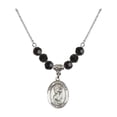 thumbnail image 1 of 18-Inch Rhodium Plated Necklace with 6mm Jet Birth Month Stone Beads and Saint Christopher Charm, 1 of 1