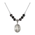 thumbnail image 1 of 18-Inch Rhodium Plated Necklace with 6mm Jet Birth Month Stone Beads and Saint Elmo Charm, 1 of 1