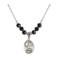 thumbnail image 1 of 18-Inch Rhodium Plated Necklace with 6mm Jet Birth Month Stone Beads and Saint Francis Xavier Charm, 1 of 1