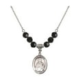 thumbnail image 1 of 18-Inch Rhodium Plated Necklace with 6mm Jet Birth Month Stone Beads and Saint Gerald Charm, 1 of 1