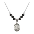 thumbnail image 1 of 18-Inch Rhodium Plated Necklace with 6mm Jet Birth Month Stone Beads and Saint James the Greater Charm, 1 of 1