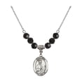 thumbnail image 1 of 18-Inch Rhodium Plated Necklace with 6mm Jet Birth Month Stone Beads and Saint Jude Thaddeus Charm, 1 of 1