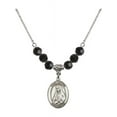 thumbnail image 1 of 18-Inch Rhodium Plated Necklace with 6mm Jet Birth Month Stone Beads and Saint Martha Charm, 1 of 1