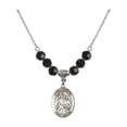 thumbnail image 1 of 18-Inch Rhodium Plated Necklace with 6mm Jet Birth Month Stone Beads and Saint Raphael the Archangel Charm, 1 of 1