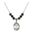 thumbnail image 1 of 18-Inch Rhodium Plated Necklace with 6mm Jet Birth Month Stone Beads and Saint Sebastian/Cheerleading Charm, 1 of 1