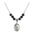 thumbnail image 1 of 18-Inch Rhodium Plated Necklace with 6mm Jet Birth Month Stone Beads and Saint Sebastian / Tennis Charm, 1 of 1