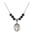 thumbnail image 1 of 18-Inch Rhodium Plated Necklace with 6mm Jet Birth Month Stone Beads and Saint Seraphina Charm, 1 of 1