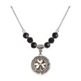thumbnail image 1 of 18-Inch Rhodium Plated Necklace with 6mm Jet Birth Month Stone Beads and Shamrock w/ Celtic Border Charm, 1 of 1