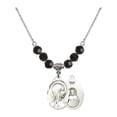 thumbnail image 1 of 18-Inch Rhodium Plated Necklace with 6mm Jet Birth Month Stone Beads and Sorrowful Mother Charm, 1 of 1