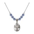 thumbnail image 1 of 18-Inch Rhodium Plated Necklace with 6mm Light Blue September Birth Month Stone Beads and 5-Way / Holy Spirit Charm, 1 of 1