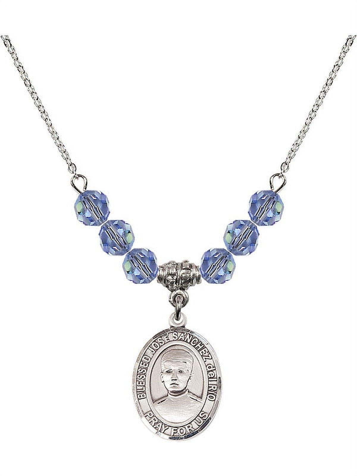 Bonyak Jewelry 18 Inch Rhodium Plated Necklace w/ 6mm Blue March Birth Mont : Bonyak Jewelry 18 Inch Rhodium Plated Necklace w⁄ 6mm