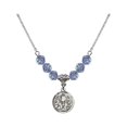 thumbnail image 1 of 18-Inch Rhodium Plated Necklace with 6mm Light Blue September Birth Month Stone Beads and Communion Chalice Charm, 1 of 1