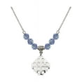 thumbnail image 1 of 18-Inch Rhodium Plated Necklace with 6mm Light Blue September Birth Month Stone Beads and Jerusalem Cross Charm, 1 of 1