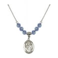 thumbnail image 1 of 18-Inch Rhodium Plated Necklace with 6mm Light Blue September Birth Month Stone Beads and Saint Boniface Charm, 1 of 1